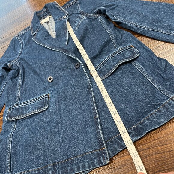 Madewell Blue Denim Jean Double Breasted Blazer Sports Jacket Deardorff Wash XS - Picture 13 of 16